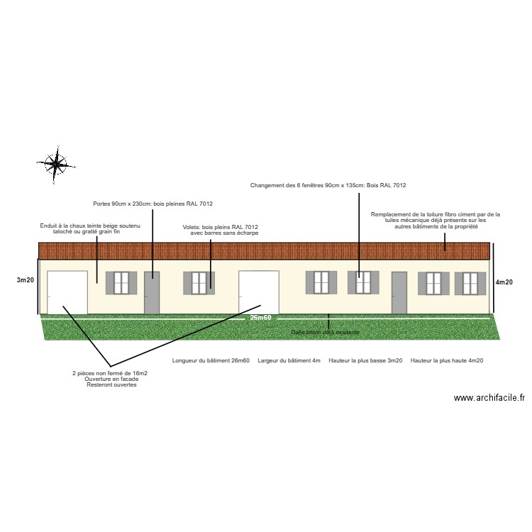 PLAN DE FACADE DEPENDANCE 25 AVRIL 2024. Plan de 0 pièce et 0 m2