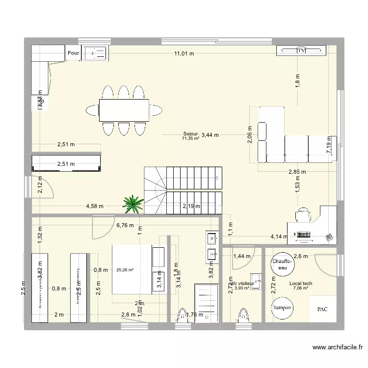 Maison. Plan de 4  et 108 m²