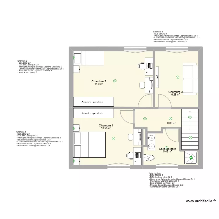 Ampere R+1 Projet. Plan de 6 pièces et 52 m² Ampere R+1 Projet. Plan de 6 pièces et 52 m²