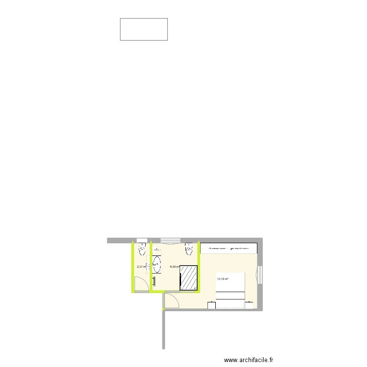 MAISON MILLY. Plan de 3 pièces et 22 m2