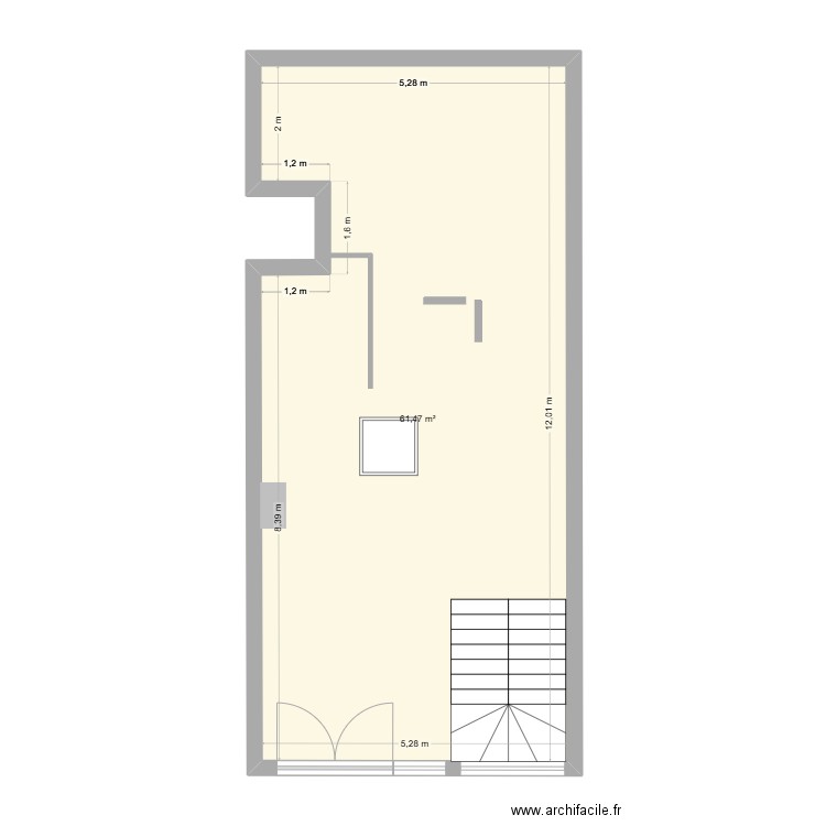 Joss. Plan de 1 pièce et 61 m2
