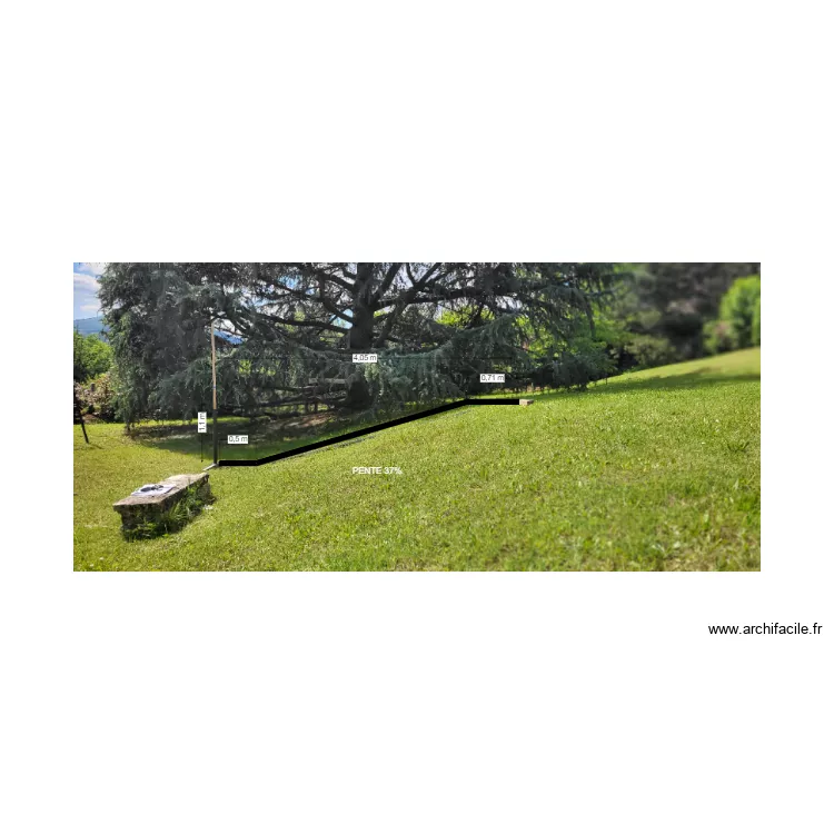Profil pente Tobogan. Plan de 
