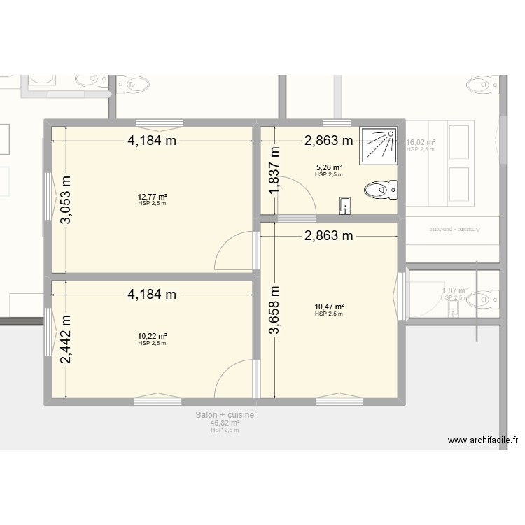 futur. Plan de 9 pièces et 132 m2