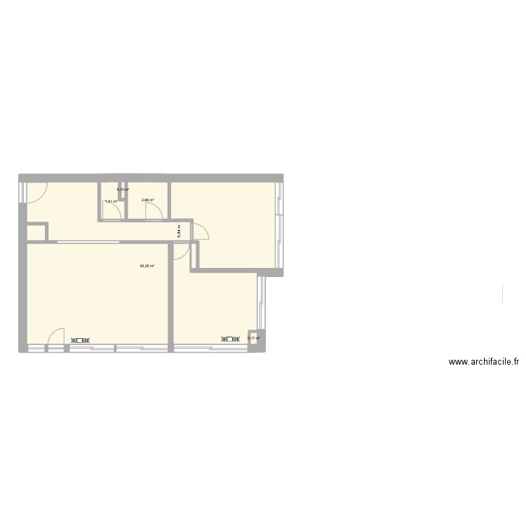 Etude de cas final - Aménagement final. Plan de 5 pièces et 70 m2