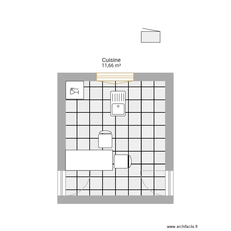Cuisine. Plan de 1 pièce et 12 m2