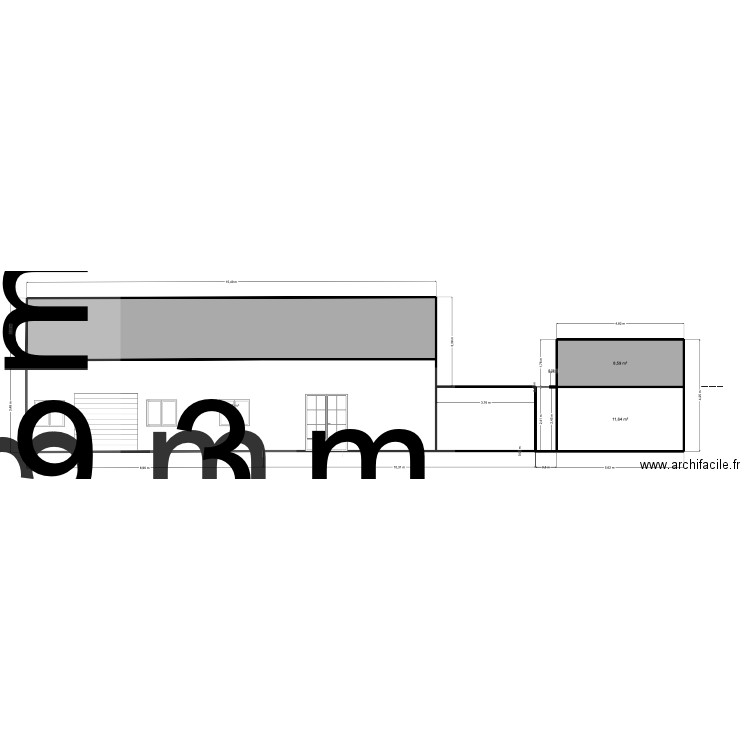façade. Plan de 5 pièces et 119 m2