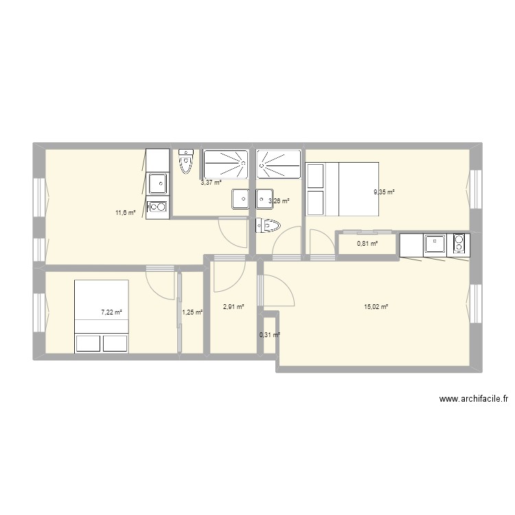 15 st philippe propos 1. Plan de 10 pièces et 55 m2