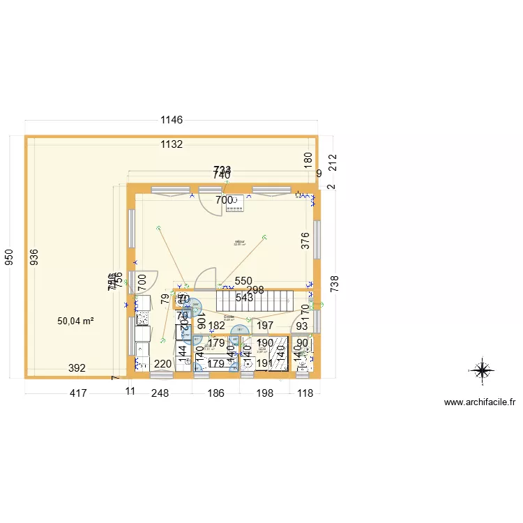 Ignaux RDC 2. Plan de 15  et 190 m²