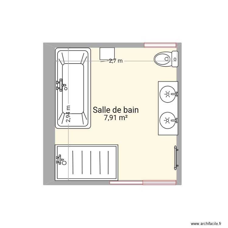 SDB Extension. Plan de 1 pièce et 8 m2