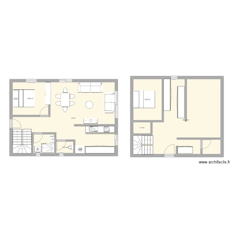 nouveau. Plan de 7 pièces et 110 m2