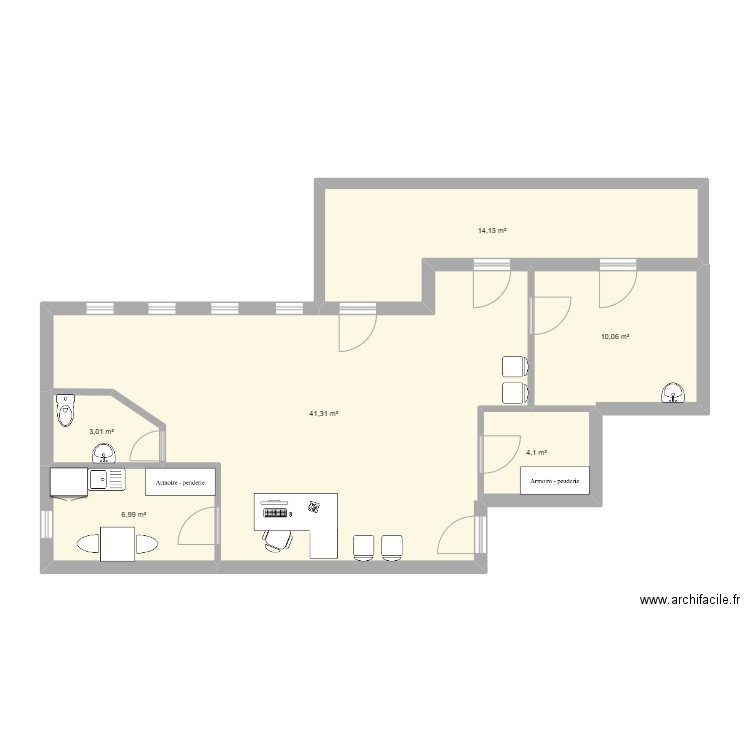 salle sport sante sans osteo. Plan de 6 pièces et 80 m2