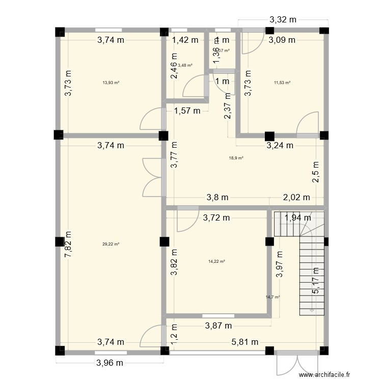 houcine. Plan de 8 pièces et 107 m2