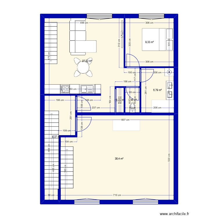 REMISE. Plan de 7 pièces et 89 m2