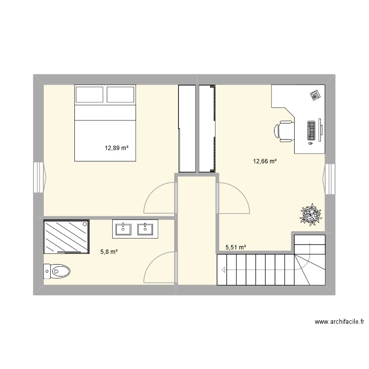 fiona 1. Plan de 4 pièces et 37 m2