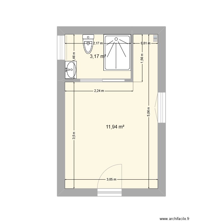 Gouron - Itteville - Aménagement Garage. Plan de 2 pièces et 15 m2