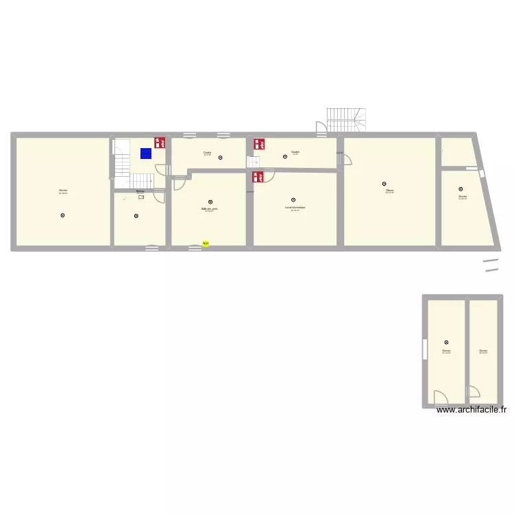 B&acirc;timent primaire &eacute;lectricit&eacute; Etage. Plan de 12  et 291 m²