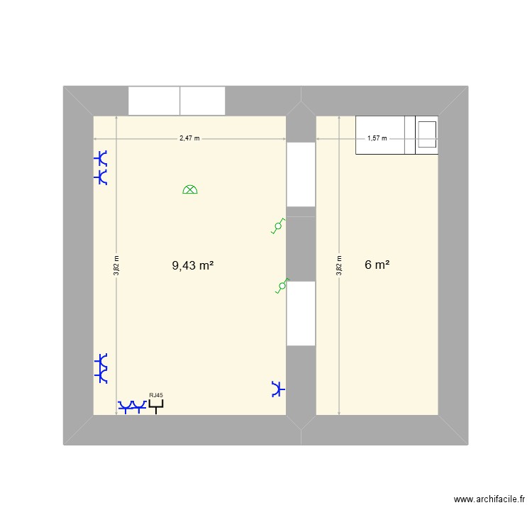 test2. Plan de 2 pièces et 15 m2