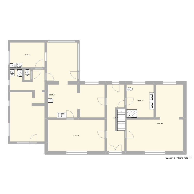 Calvaire 47 base de travail LD. Plan de 7 pièces et 155 m2