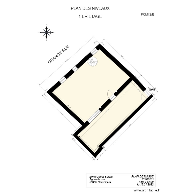 7pcmi 2B RDC modif bis. Plan de 2 pièces et 102 m2