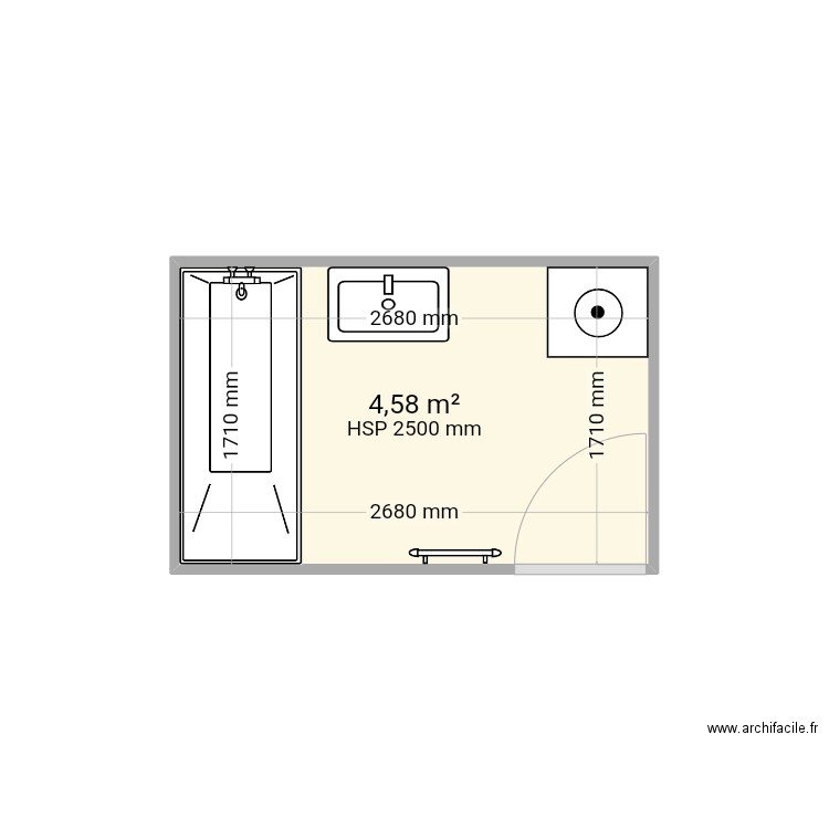 doldo. Plan de 1 pièce et 5 m2