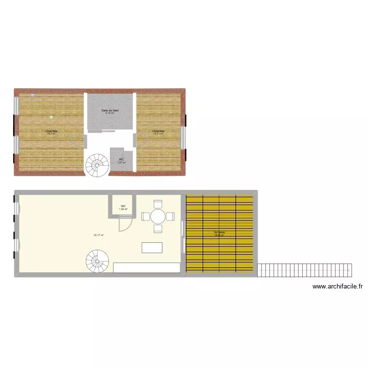R+1. Plan de 7 Pièces et 108 m² R+1. Plan de 7 Pièces et 108 m²