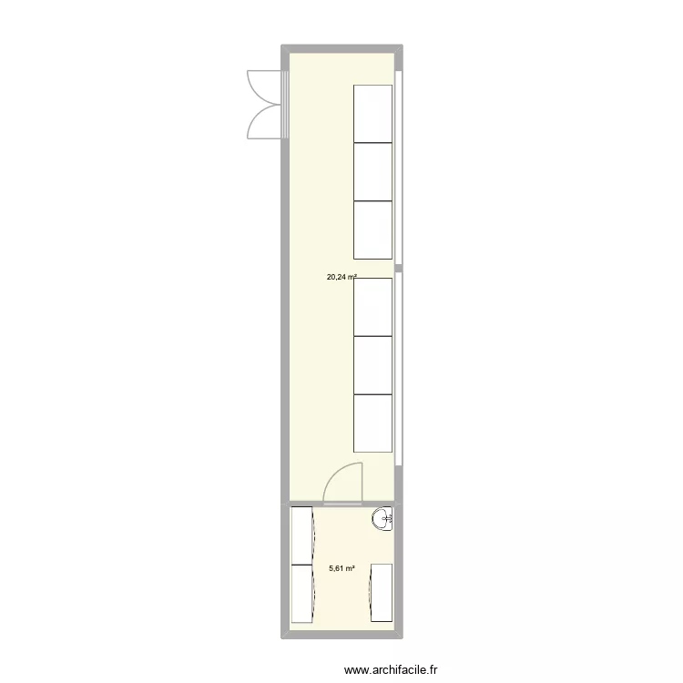 conteneur. Plan de 2  et 26 m²