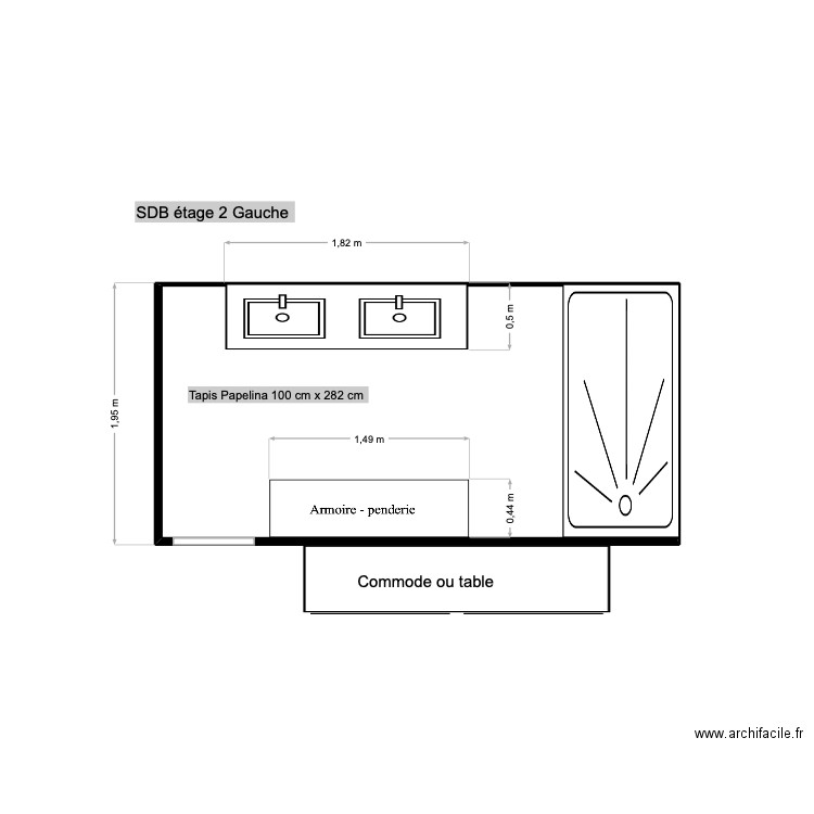 sdb Marssac. Plan de 1 pièce et 7 m2