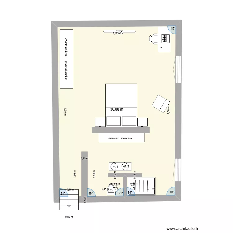 2 pi&egrave;ces 1 am&eacute;nagement 2. Plan de 
