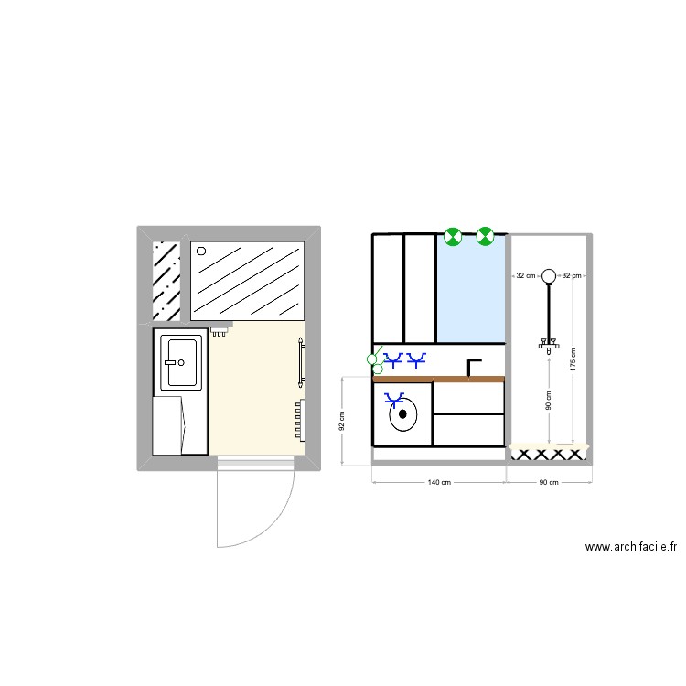 SDB JB. Plan de 9 pièces et 7 m2