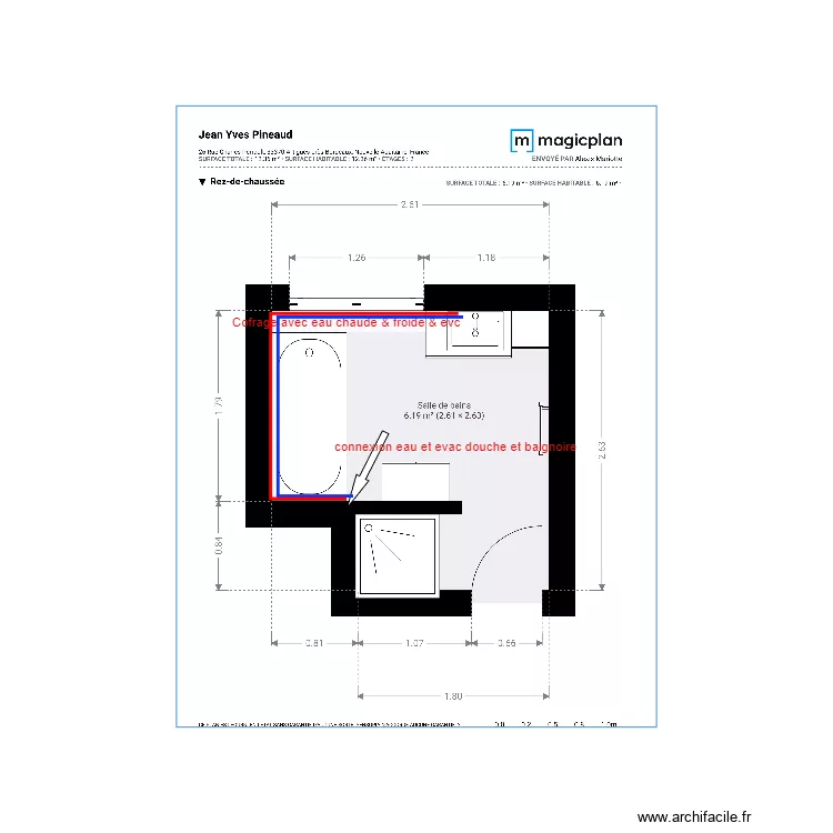 Plan Existant Mr. Pineaud. Plan de 