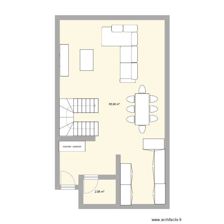 maison2. Plan de 2 pièces et 60 m2