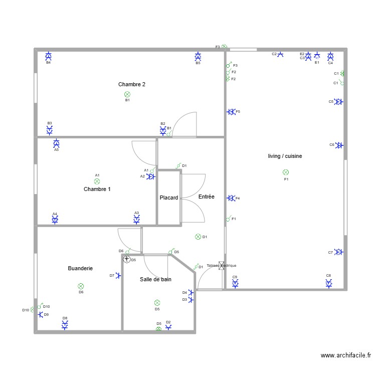 appartement 1 roux. Plan de 7 pièces et 85 m2