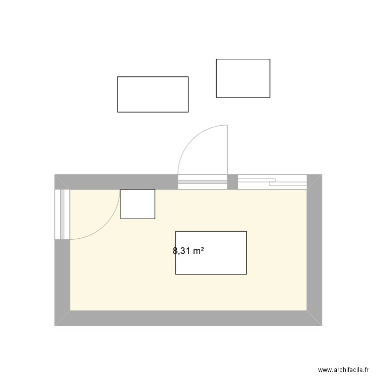 Cuisine. Plan de 1 pièce et 8 m2
