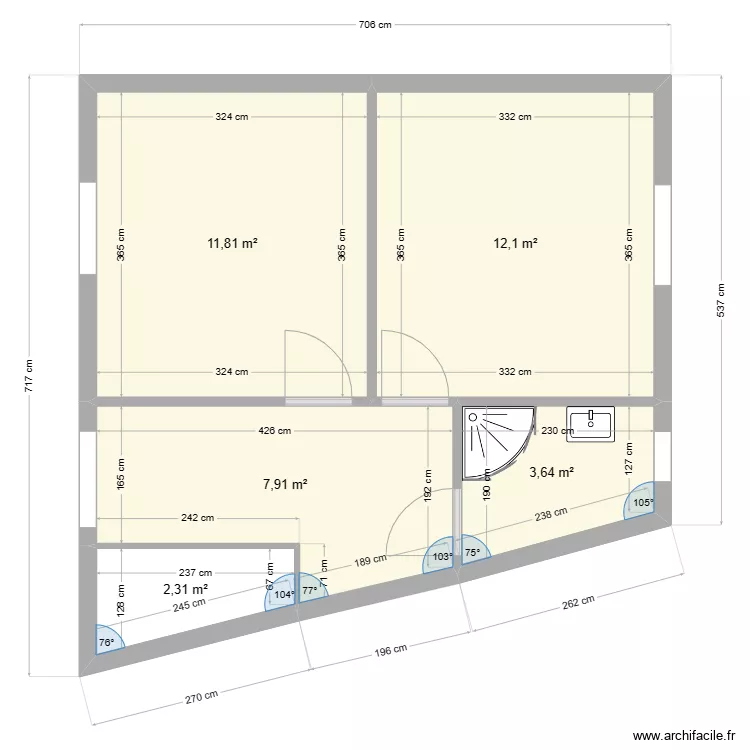 pont moulin etage. Plan de 
