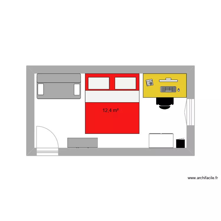 chambre d\'amis. Plan de 1  et 12 m²