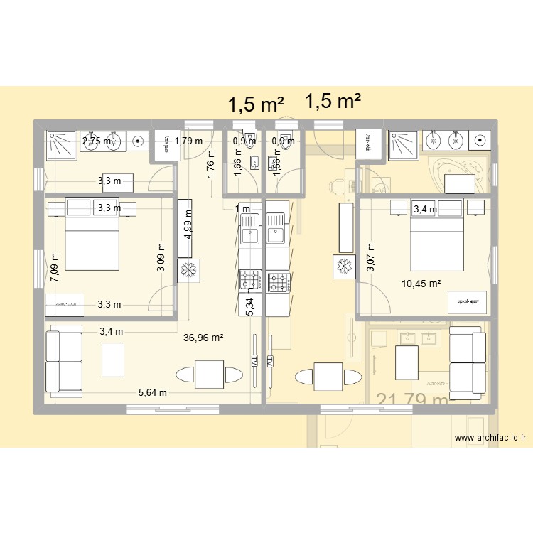 Projet maison. Plan de 8 pièces et 134 m2