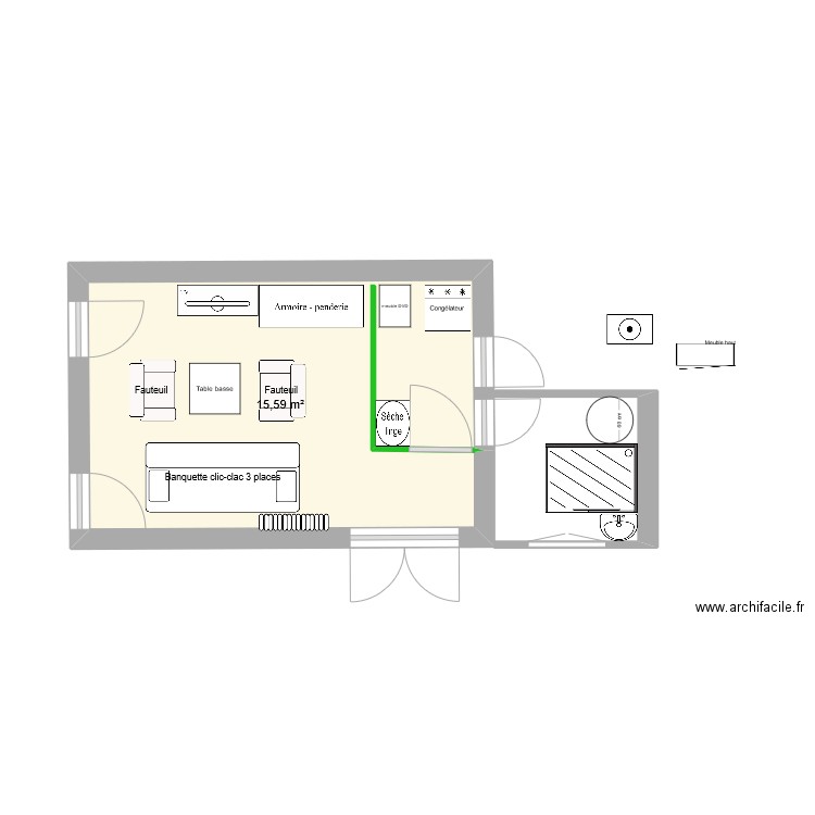 studio. Plan de 0 pièce et 0 m2