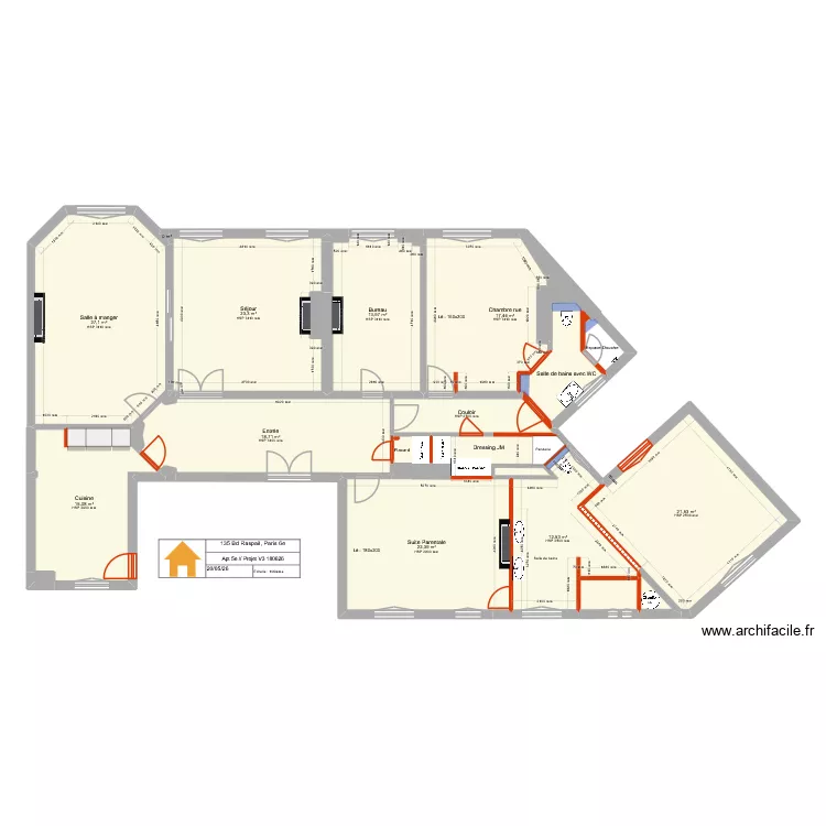 135 Raspail 5e Projet 070726. Plan de 29 et 196 m² 135 Raspail 5e Projet 070726. Plan de 29 et 196 m²