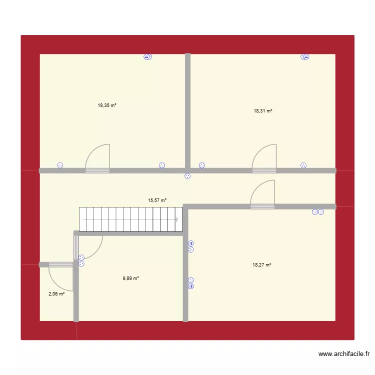 POUX1. Plan de 6 Pièces et 82 m²