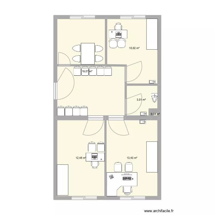 Cabinet M&eacute;dical 2&egrave;me version. Plan de 6  et 58 m²