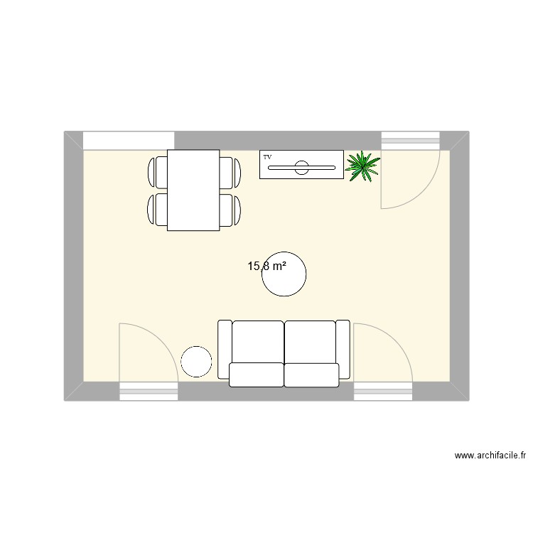 Salon. Plan de 1 pièce et 16 m2