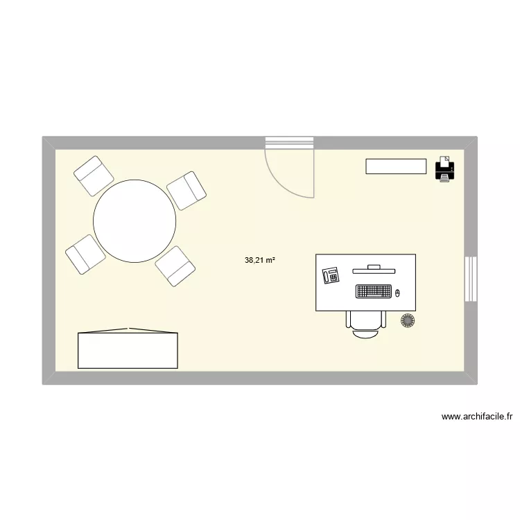 Plan d'am&eacute;nagement de bureau. Plan de 1  et 38 m²