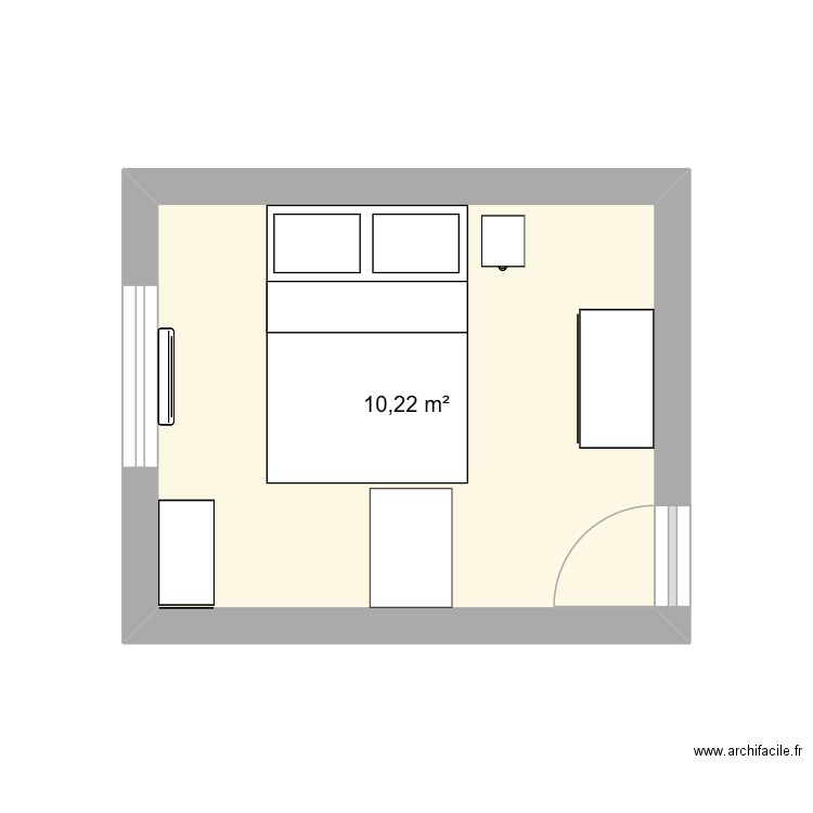 Chambre actuelle. Plan de 1 pièce et 10 m2