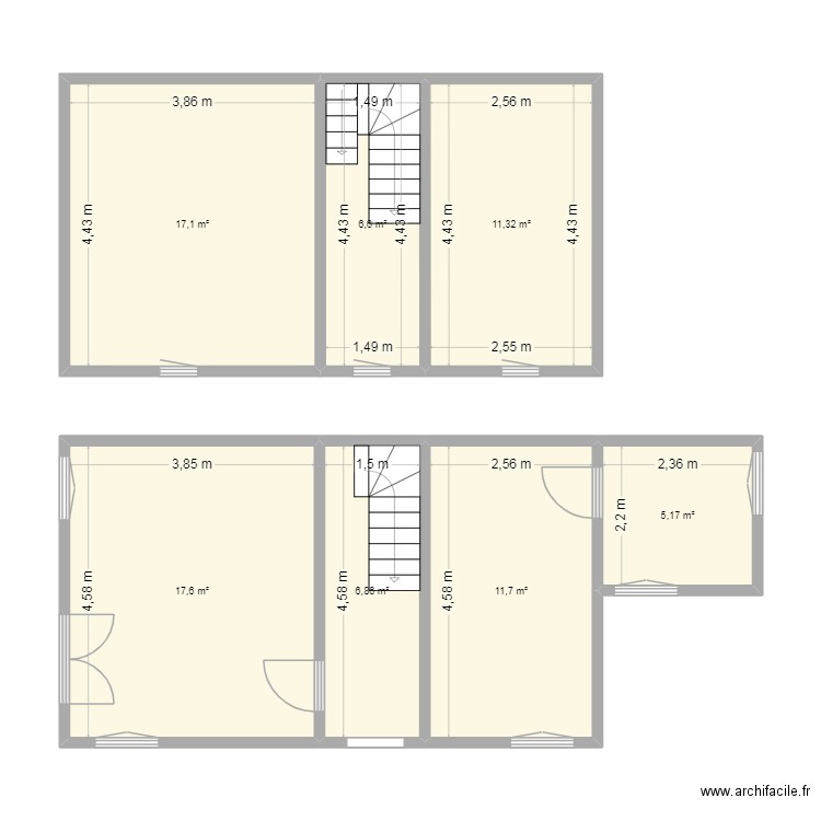 Kernilis-1. Plan de 7 pièces et 76 m2