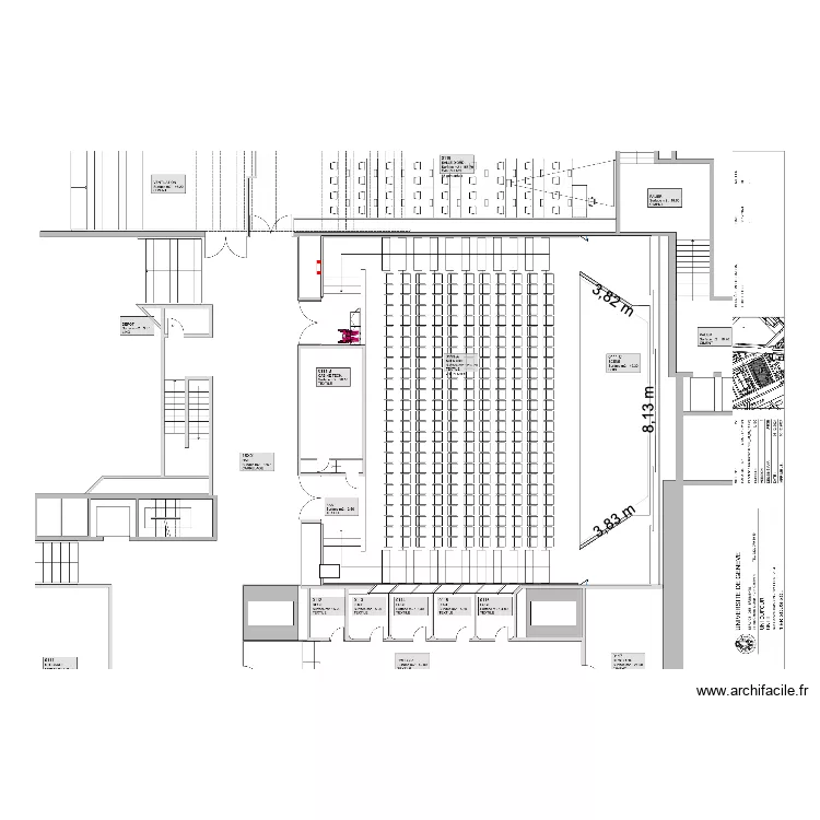 Salle U600 UNI. Plan de 