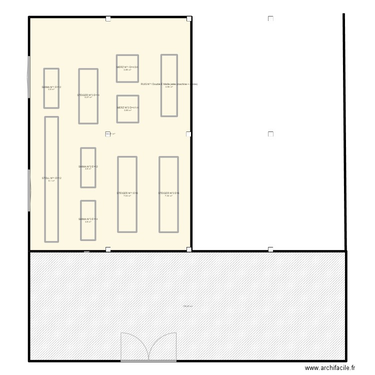 20240124-Plan atelier tricotage Griffon. Plan de 12 pièces et 422 m2
