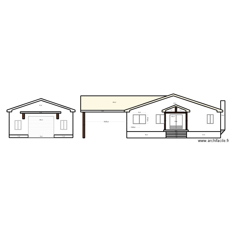 facade garage detaché toiture4. Plan de 30 pièces et 138 m2