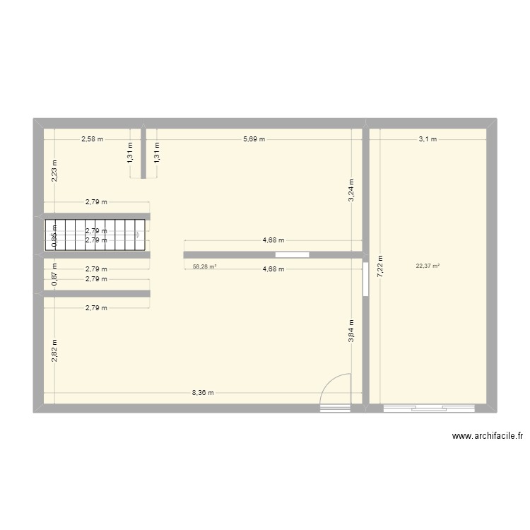 MAISON JK LA MAXE SOUS SOL. Plan de 2 pièces et 81 m2
