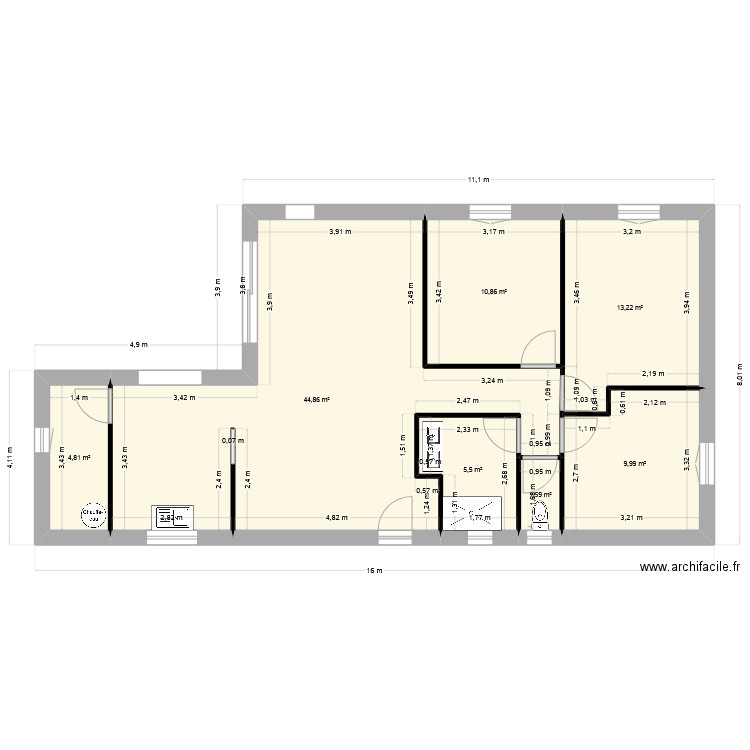 2BIS VDC. Plan de 7 pièces et 91 m2