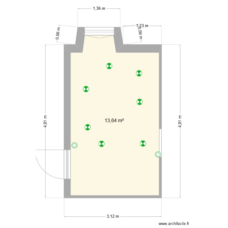 cuisine electricite. Plan de 1 pièce et 14 m2